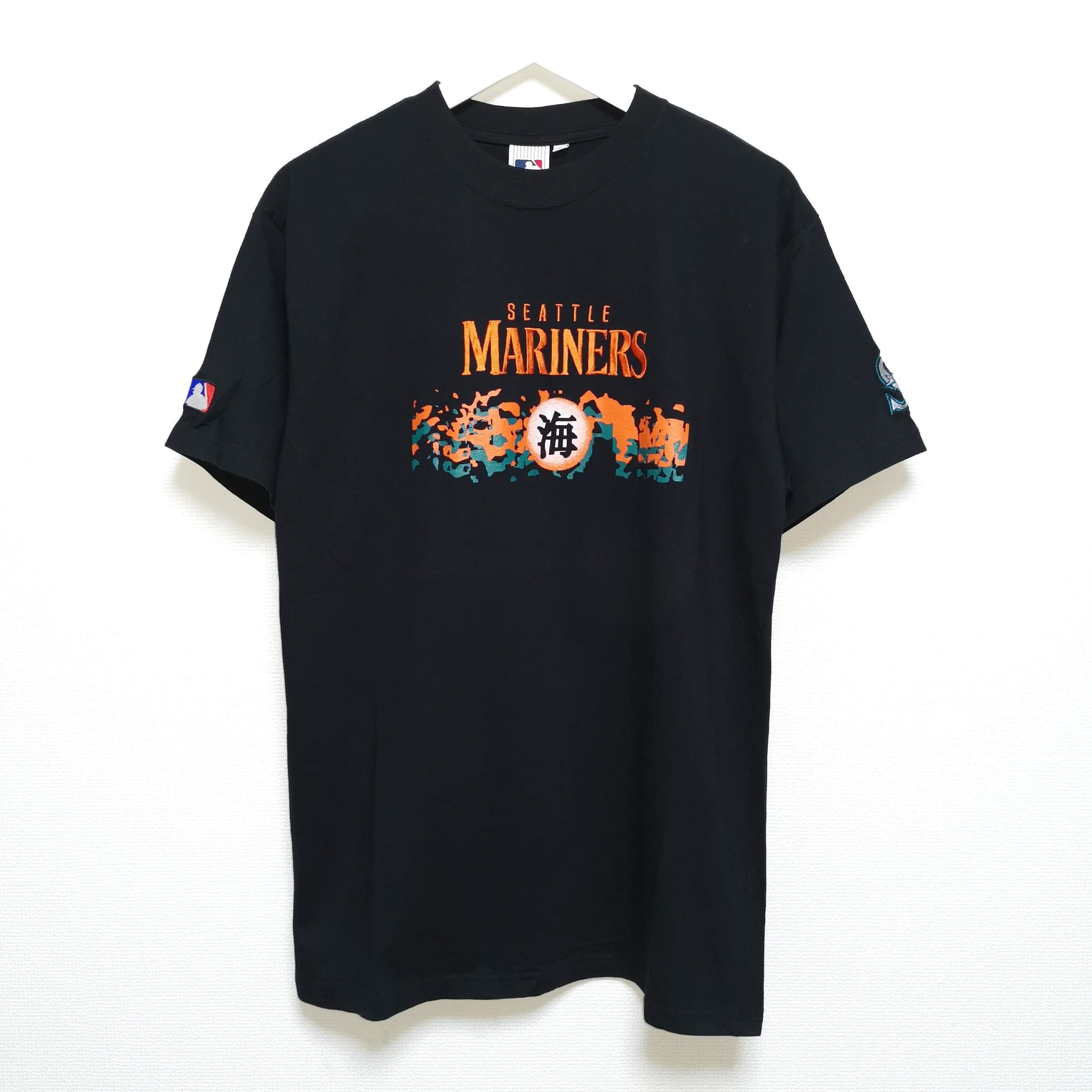 送料無料 L 00s シアトル マリナーズ MARINERS Tシャツ 刺繍 MLB 黒 