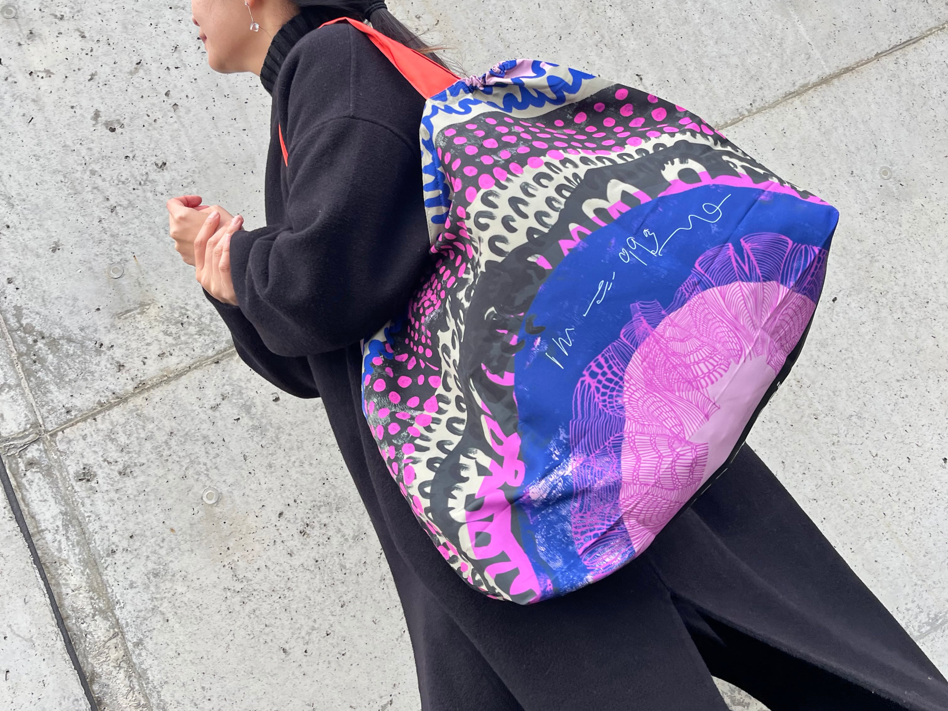 撥水エコバッグ(ウズフジ)|おしゃれ模様の大きなバッグ|monmecci