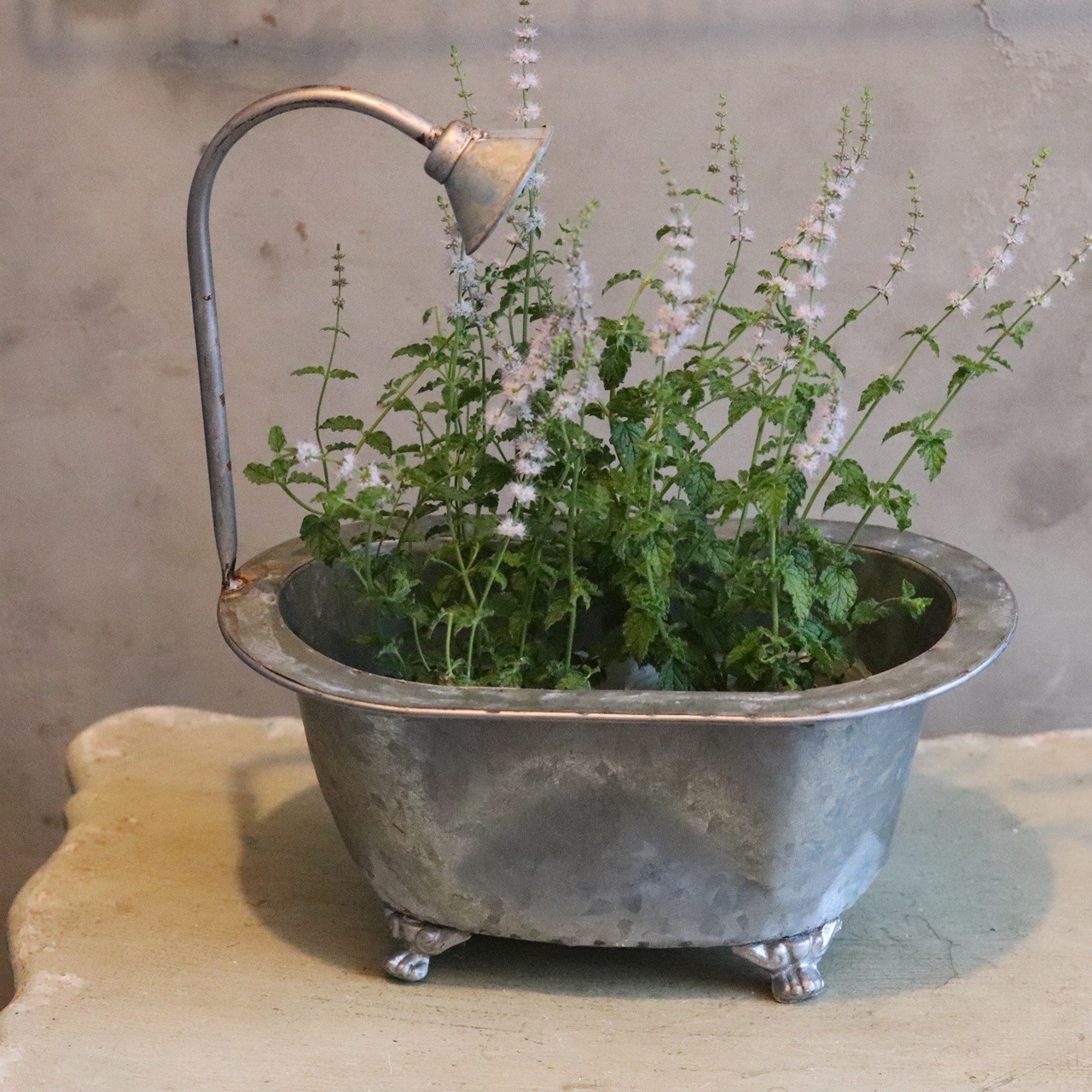 ブリキ植木鉢 　ブリキバスタブポットL　シャビーシック　オシャレ　4066
