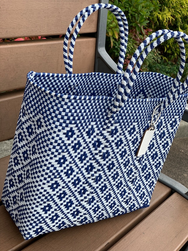 S Mercado Bag (Normal handle) White/Blue