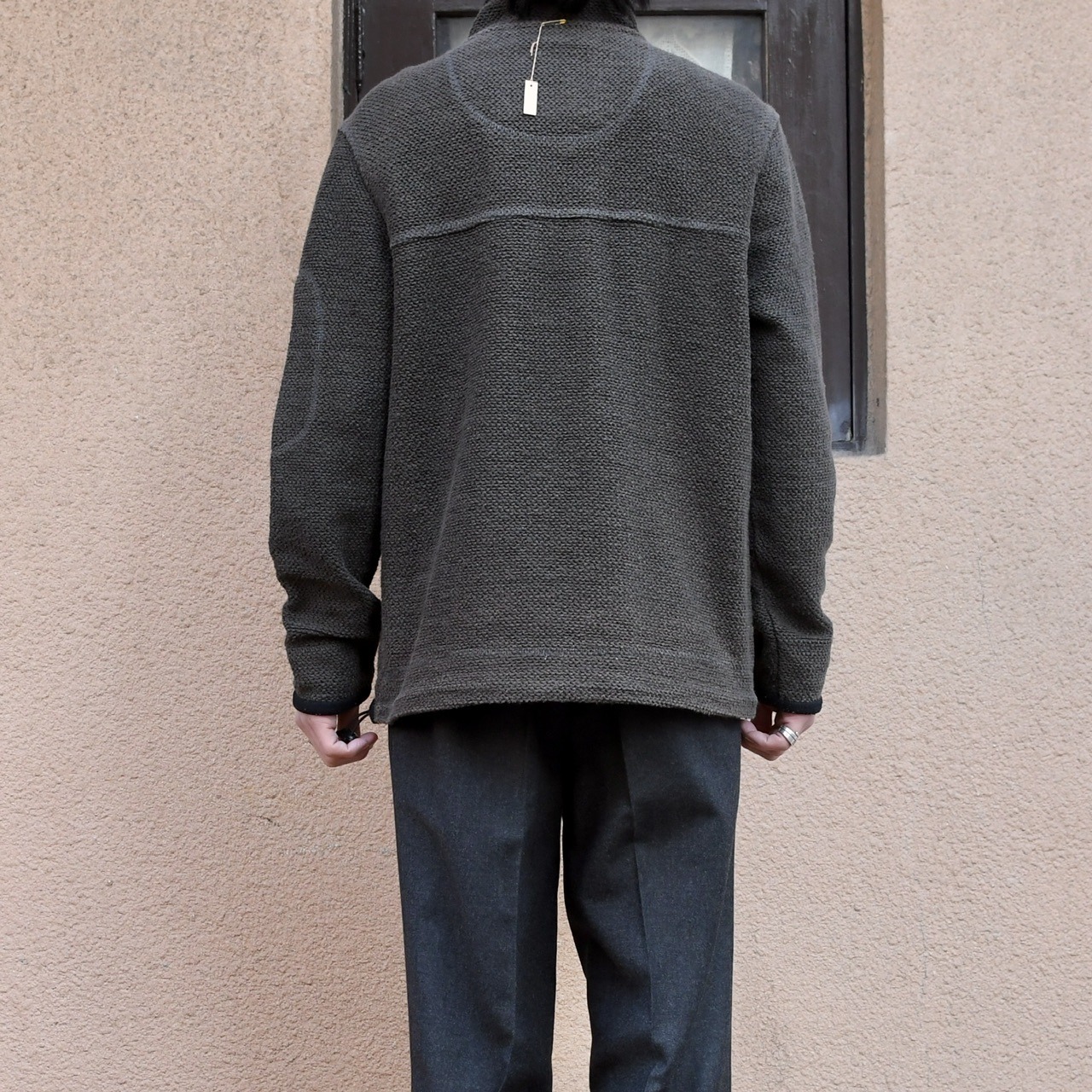 fish bone embroidery design half zip sweat