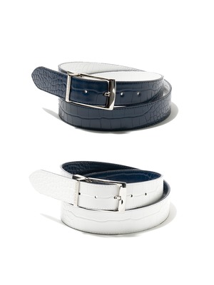 リバーシブルクロコベルト ブルー×ホワイト