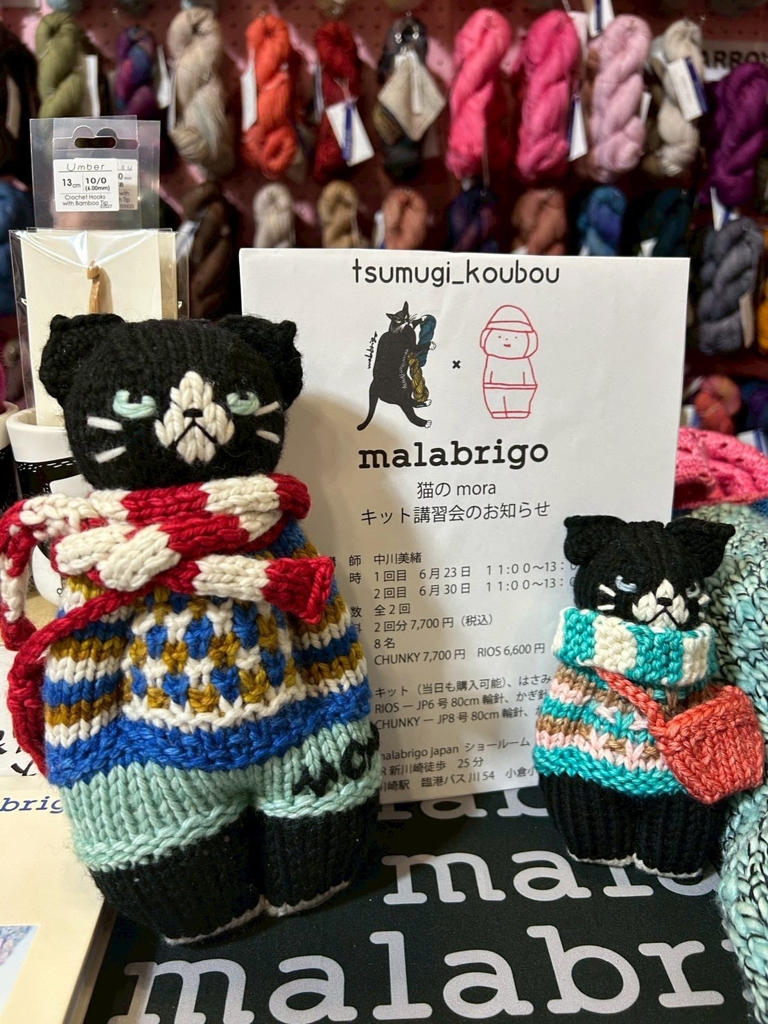 ヒロミ182猫print裏起毛ニットソーTU(NV)（MK)(BK) 猫のmola キット講習会 予約 | malabrigojapan 正規代理店