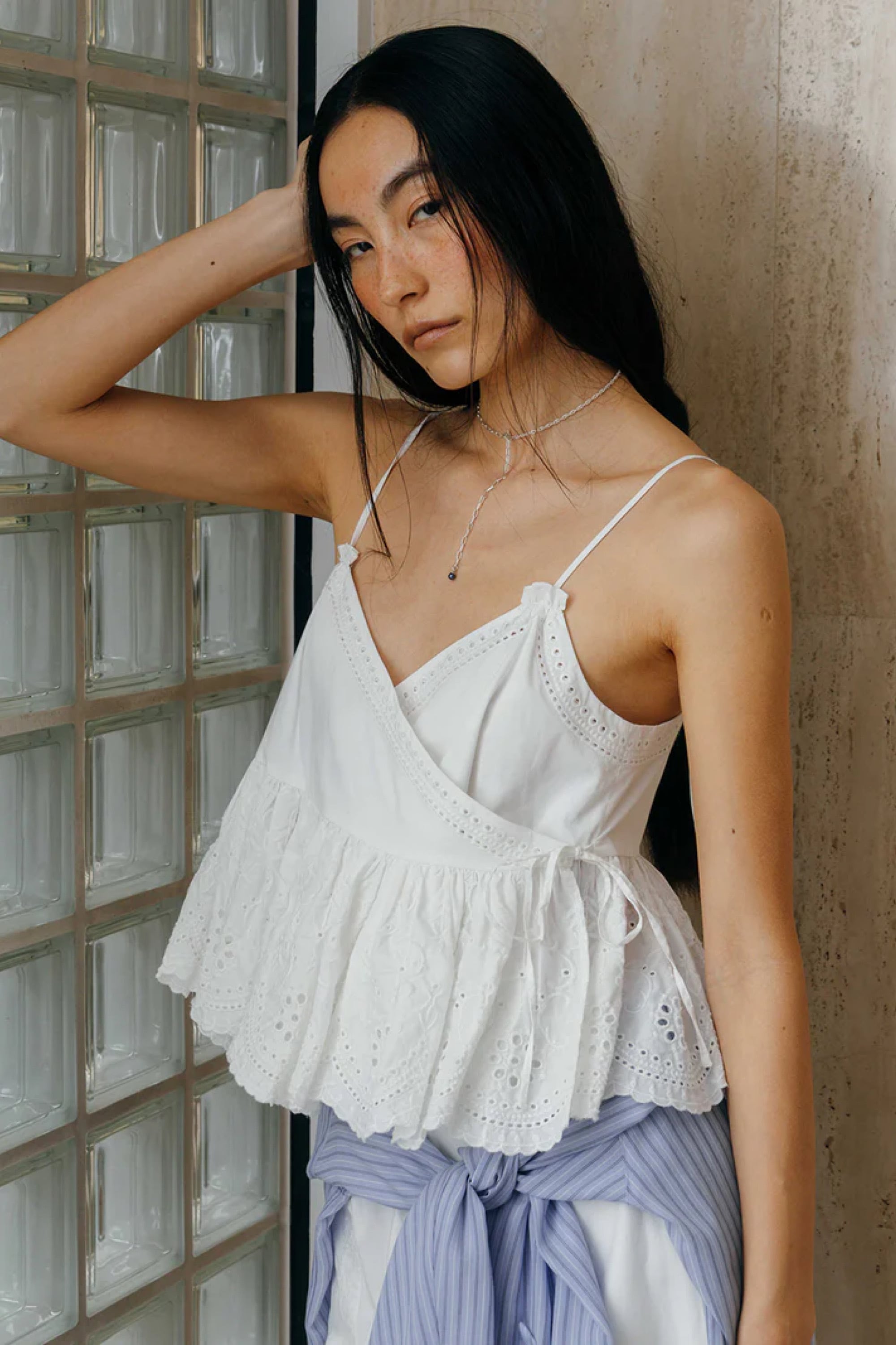 トップス CREDONA LACE PATCHWORK TOPS CREDONA LACE PATCHWORK TOPS レースパッチワークトップス White