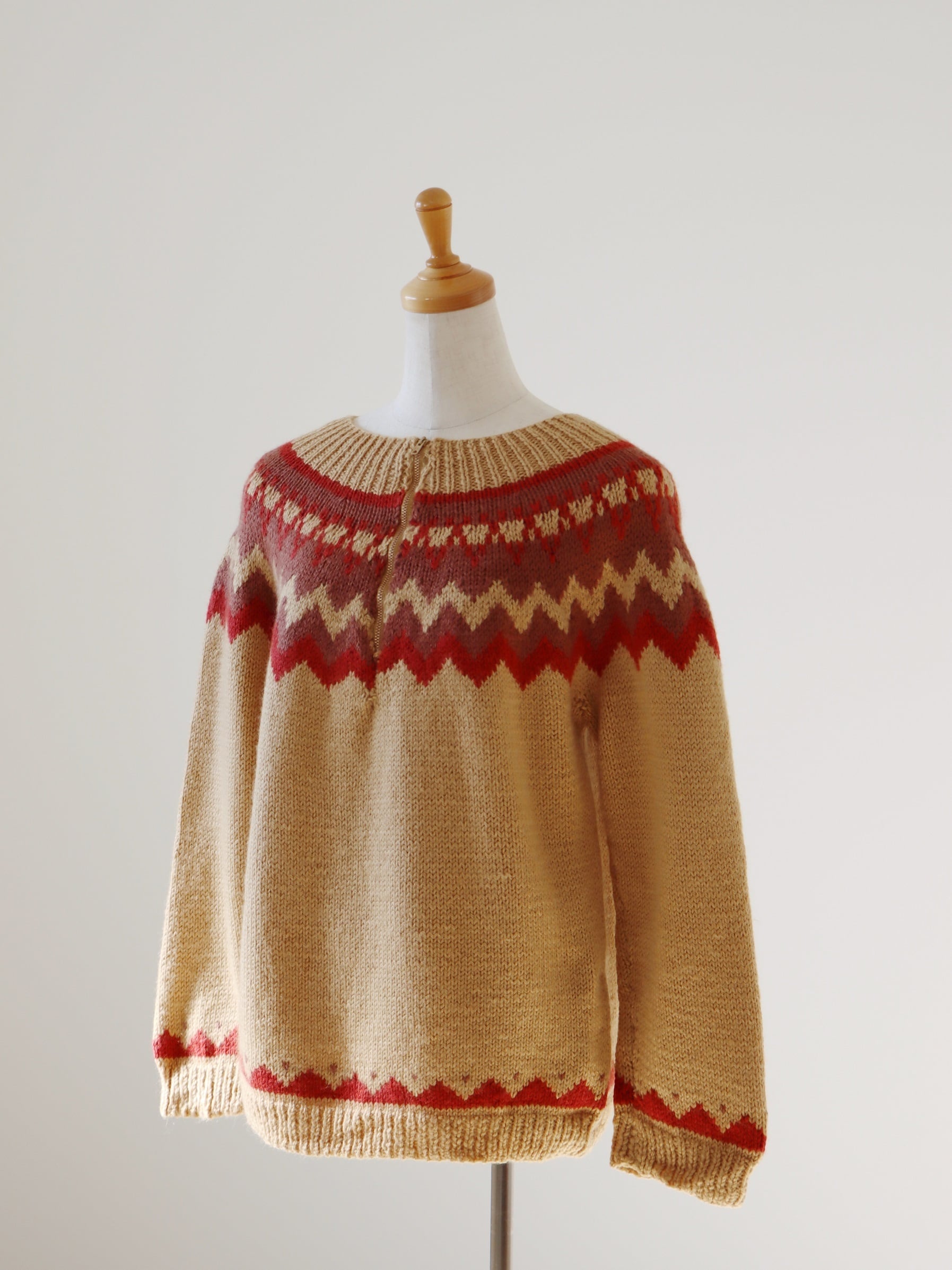 Europe vintage half zipper nordic sweater