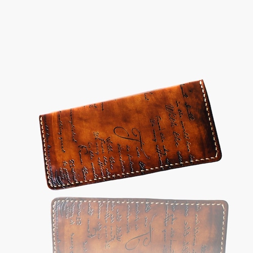 【81wind】 長財布  財布 革 カード収納  薄い 薄型 本革 レザー【全面カリグラフィー】