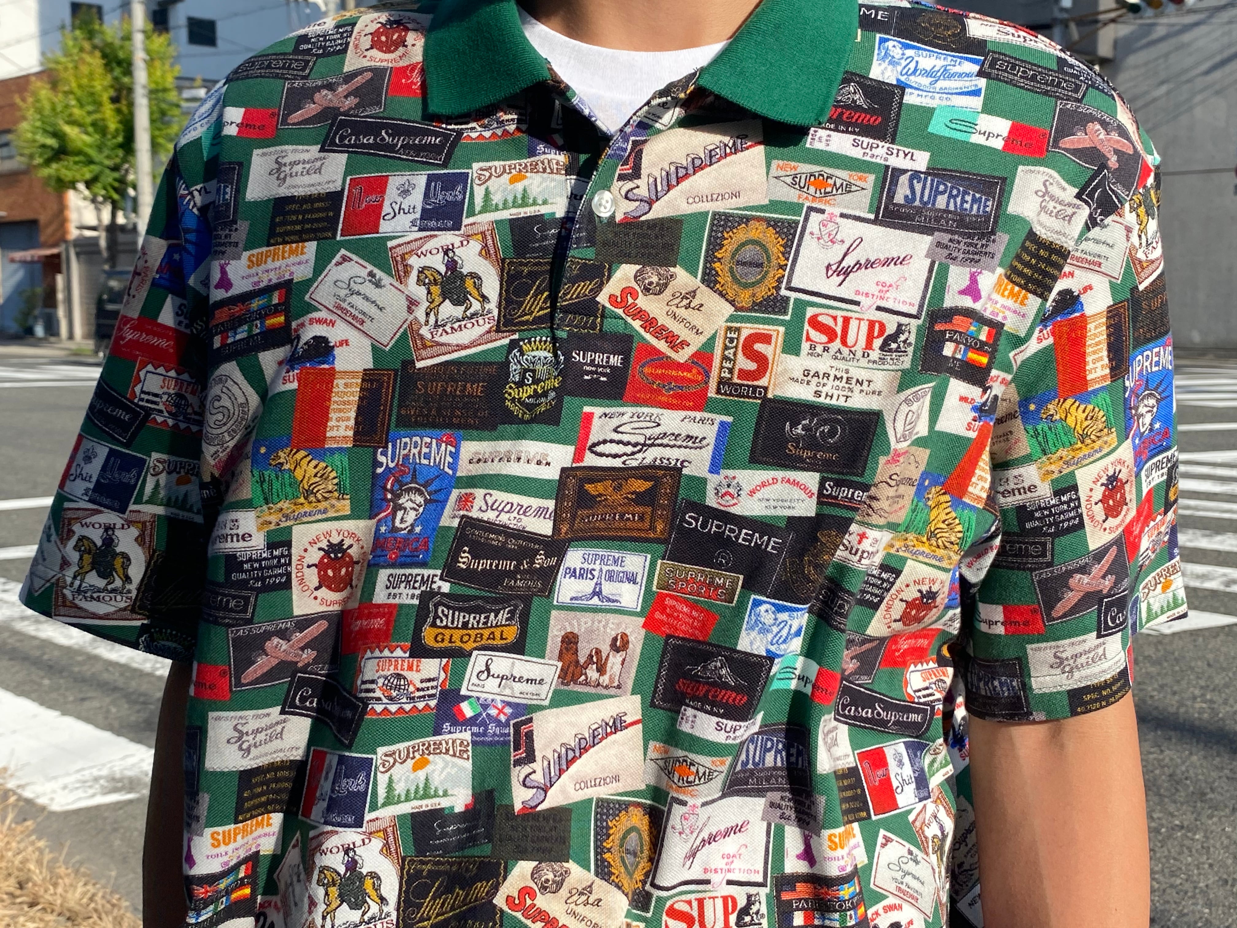 Supreme 21SS LABELS POLO SHIRT GREEN XL 75K7160 | BRAND BUYERS OSAKA 