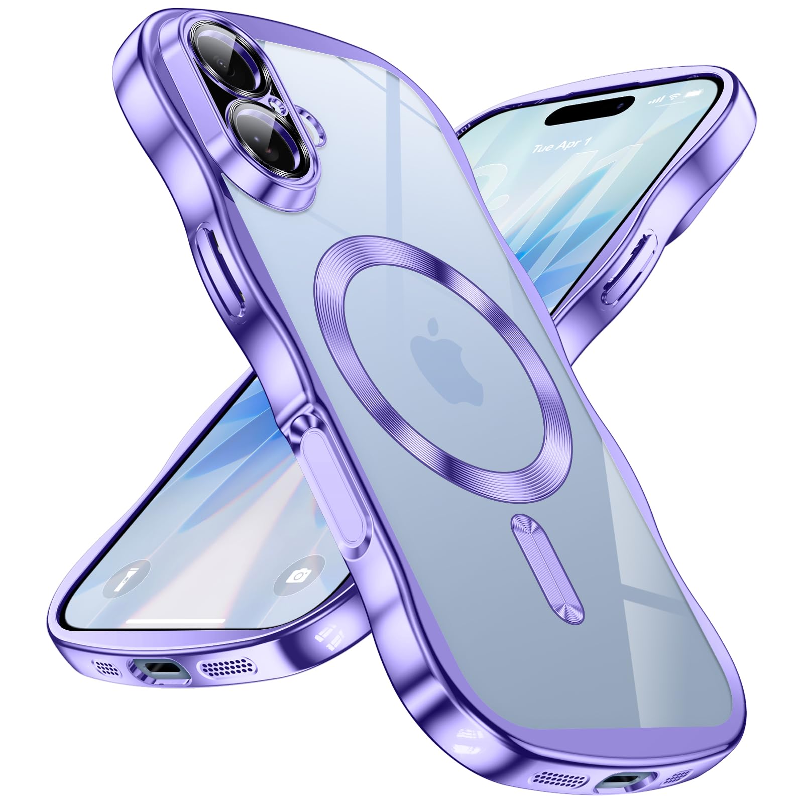 WACJOSD 対応 iPhone17 用の ケース MagSafe対応 マット感 マグネット搭載 米軍MIL規格 深紫
