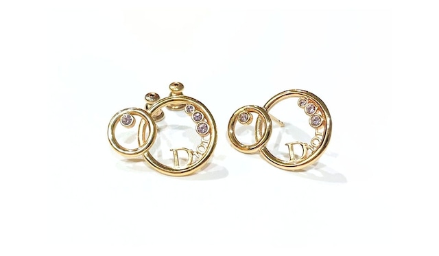 Dior ディオール ラインストーン サークル リング Diorゴロ ピアス ゴールド