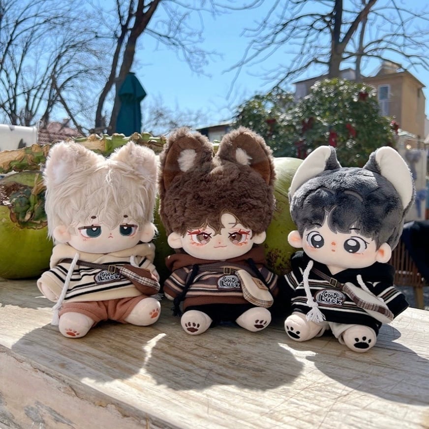 LABUBU ぬいぐるみ andお洋服コーデ 15cmぬい服】ボーダースウェットコーデ 着せ替えぬいぐるみ