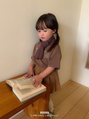 韓国子供服 / BANANA J / 26Autumn / ピグメント レタリングTシャツ / 秋服 / キッズ *XS~JS*