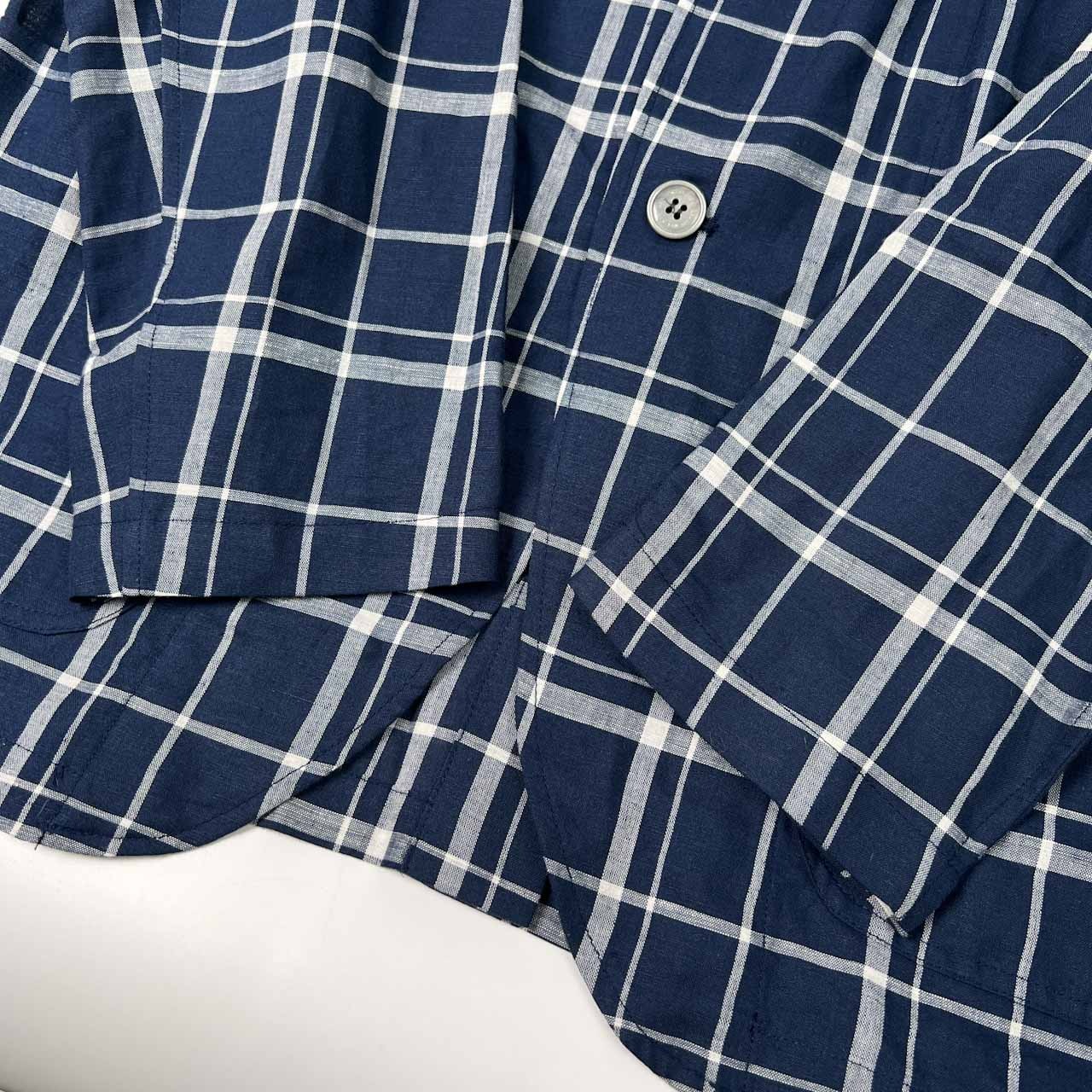 VAN JAC ヴァンヂャケット チェック柄 コットン&リネン テーラードジャケット サイズ L /ネイビー