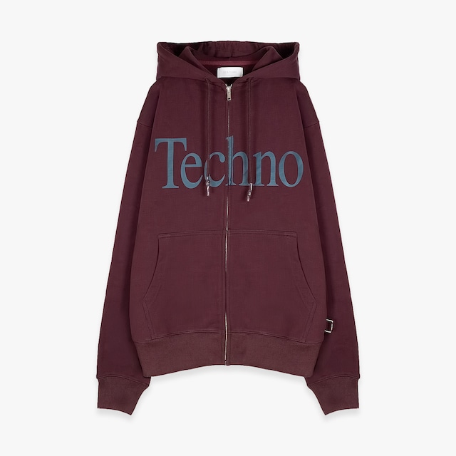 ICE & TECHNO 26AW TECHNO LOGOTYPE ZIP HOOD (BURGUNDY)