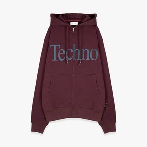 ICE & TECHNO 26AW TECHNO LOGOTYPE ZIP HOOD (BURGUNDY)