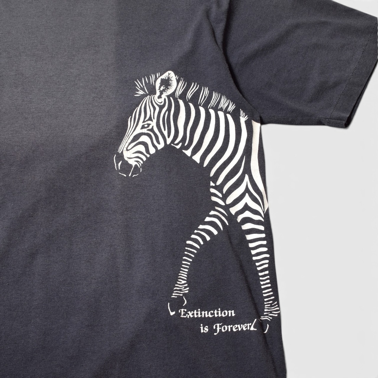 80s Hanes USA製 ゼブラ アニマルプリント ヴィンテージ Tシャツ フェード ブラック
