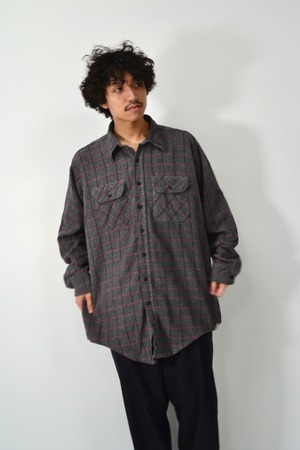 90s USAmade Windowpen check pattern print nel shirt