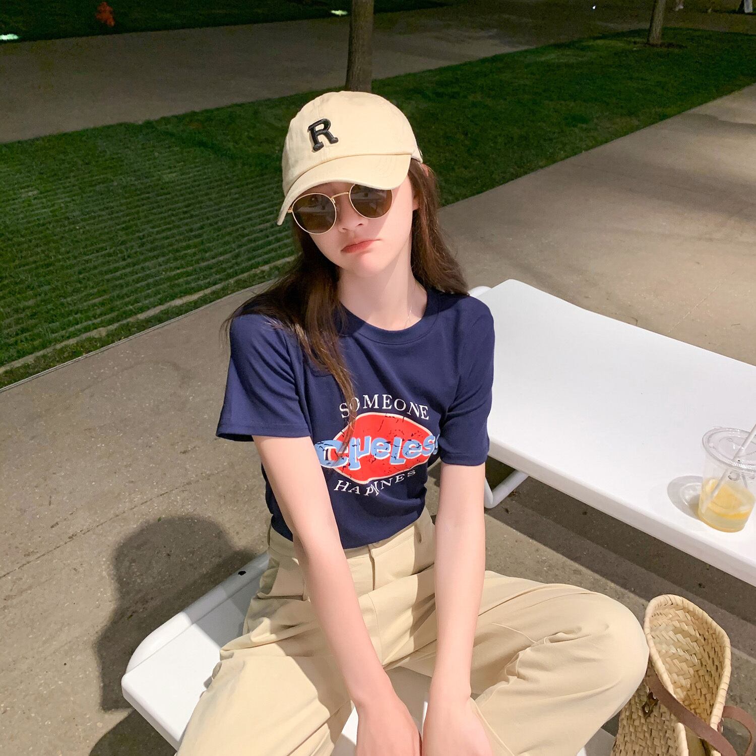 サマーレッドカジュアルプリントTシャツ トップス 夏物 6Du_Shop_Women10497629771