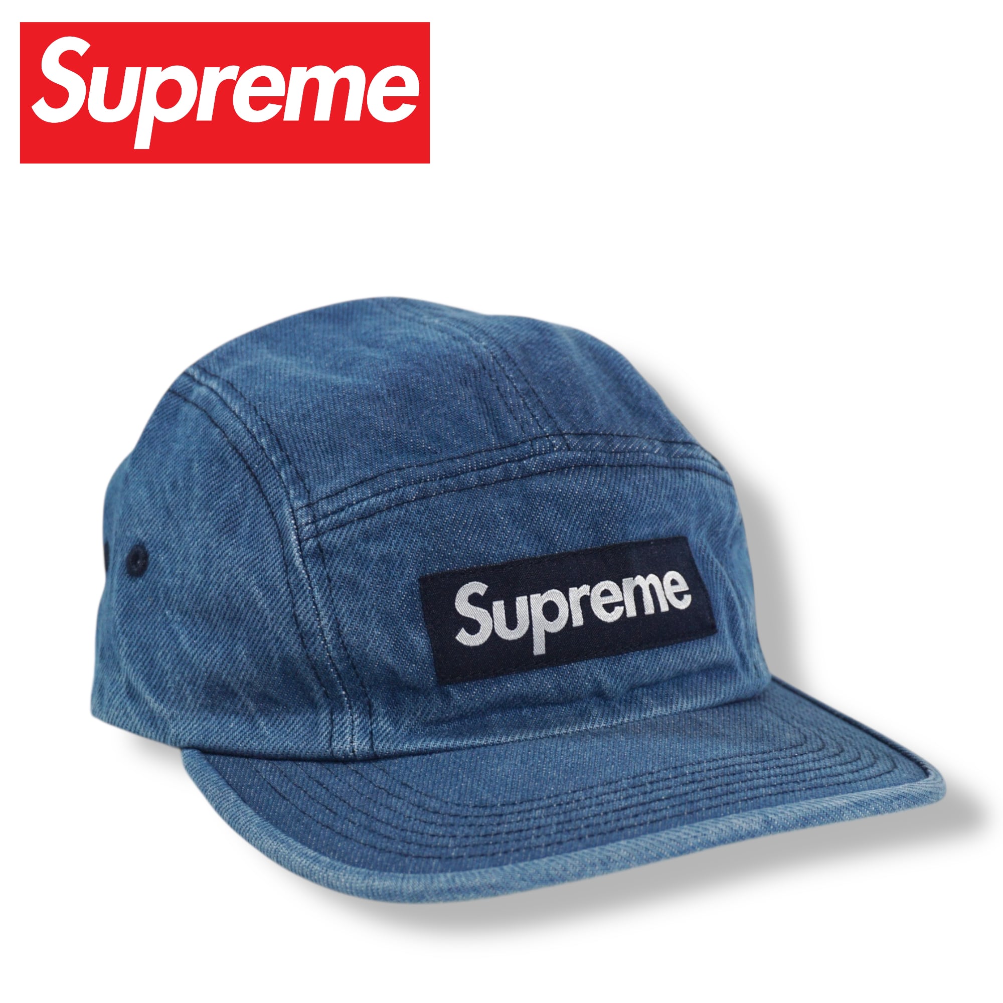 Supreme デニムキャップ Supreme Washed Chino Twill Camp Cap Denim/ デニム ボックスロゴ