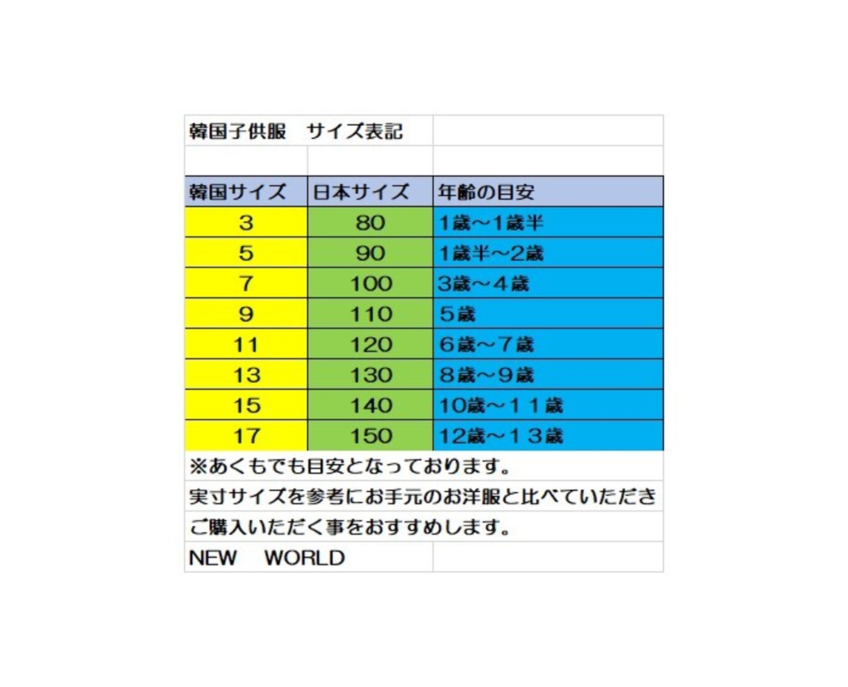 必ずお読み下さい※ 韓国子供服のサイズについて。 | KIMI NO MACHI 