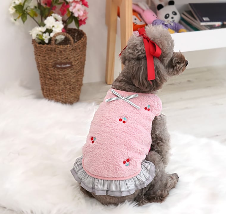 【SALE】チェリーフリースワンピース S~2XL / 犬の服 犬服 ペット洋服 ドッグウェア ペット用品 小型犬 中型犬