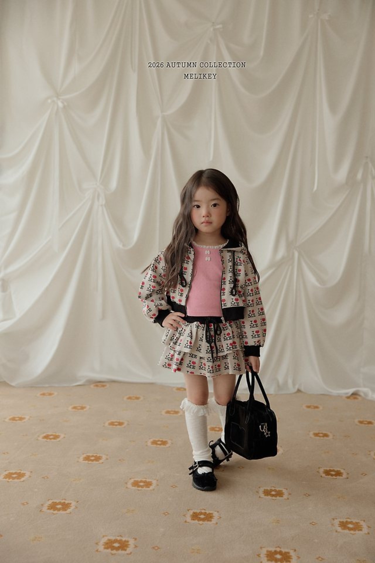 韓国子供服 / 26Autumn / 〖取寄〗Melikey /カンカンラブミースカート / 女子服 *XS~JM*