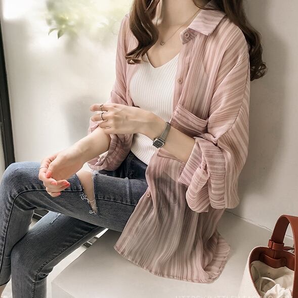 トップス レディース シャツ ブラウス M L XL 2XL 3XL 4XL ストライプ 袖あり 長袖 シースルー フレア 大きいサイズ ワイド Aライン かわいい 大人可愛い きれいめ シンプル カジュアル 上品 お洒落 レトロ 大人女子 送料無料 ラブリー キュート ガーリー ルーズ 個性的 クール モード系 エレガント 抜け感 春 夏 秋 冬 10代 20代 30代 40代 レディース 学生 デート お出かけ 女子会 休日 着回し 普段使い 韓国系 ファッション コーデ 楽ちん モテ 定番 シアー