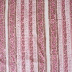 ブロックプリント生地【50cm単位】インド綿 ストライプ柄 ピンク×カーキ #16124-PK2
