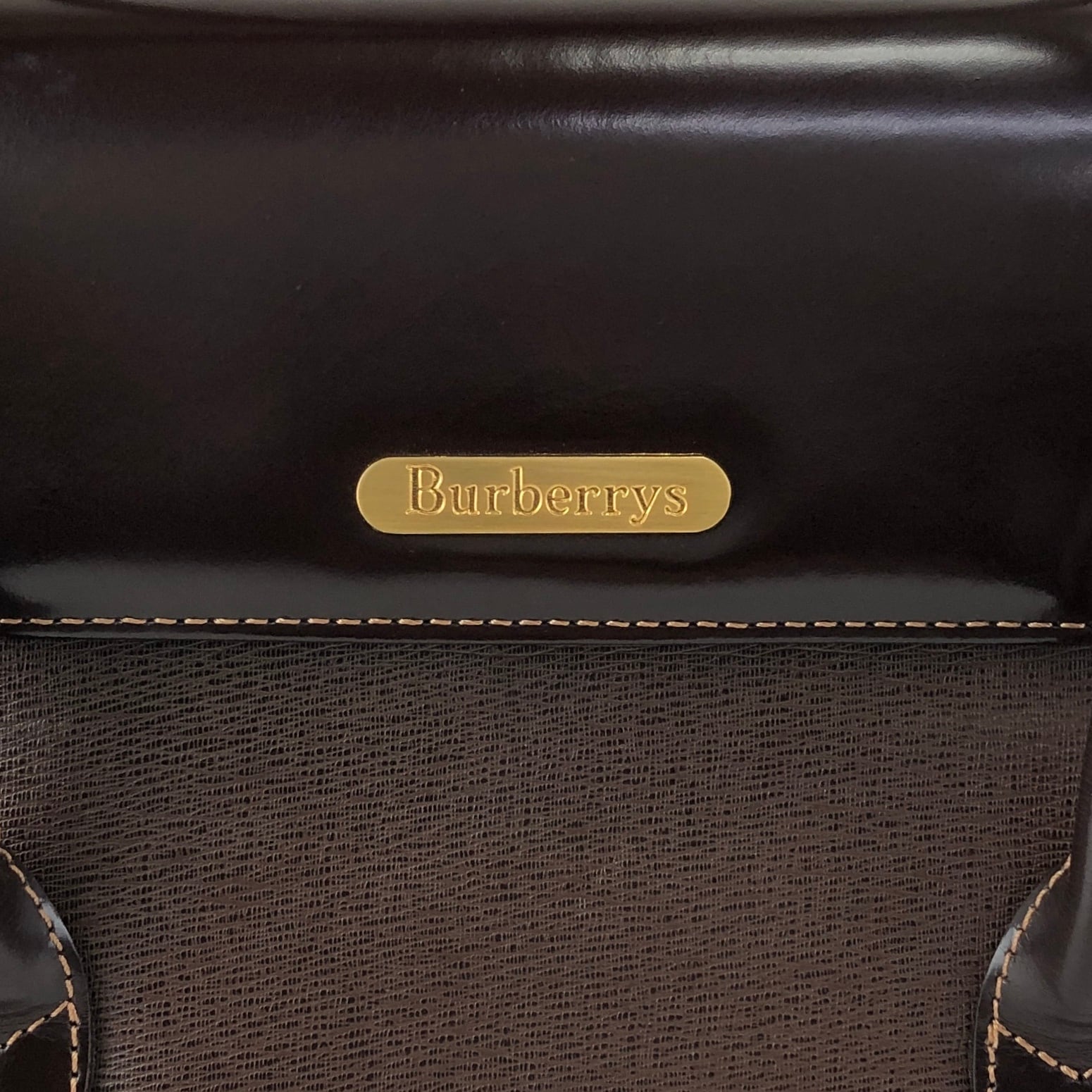 BURBERRY バーバリー ハンドバッグ ブラウン ロゴ レザー コンビレザー