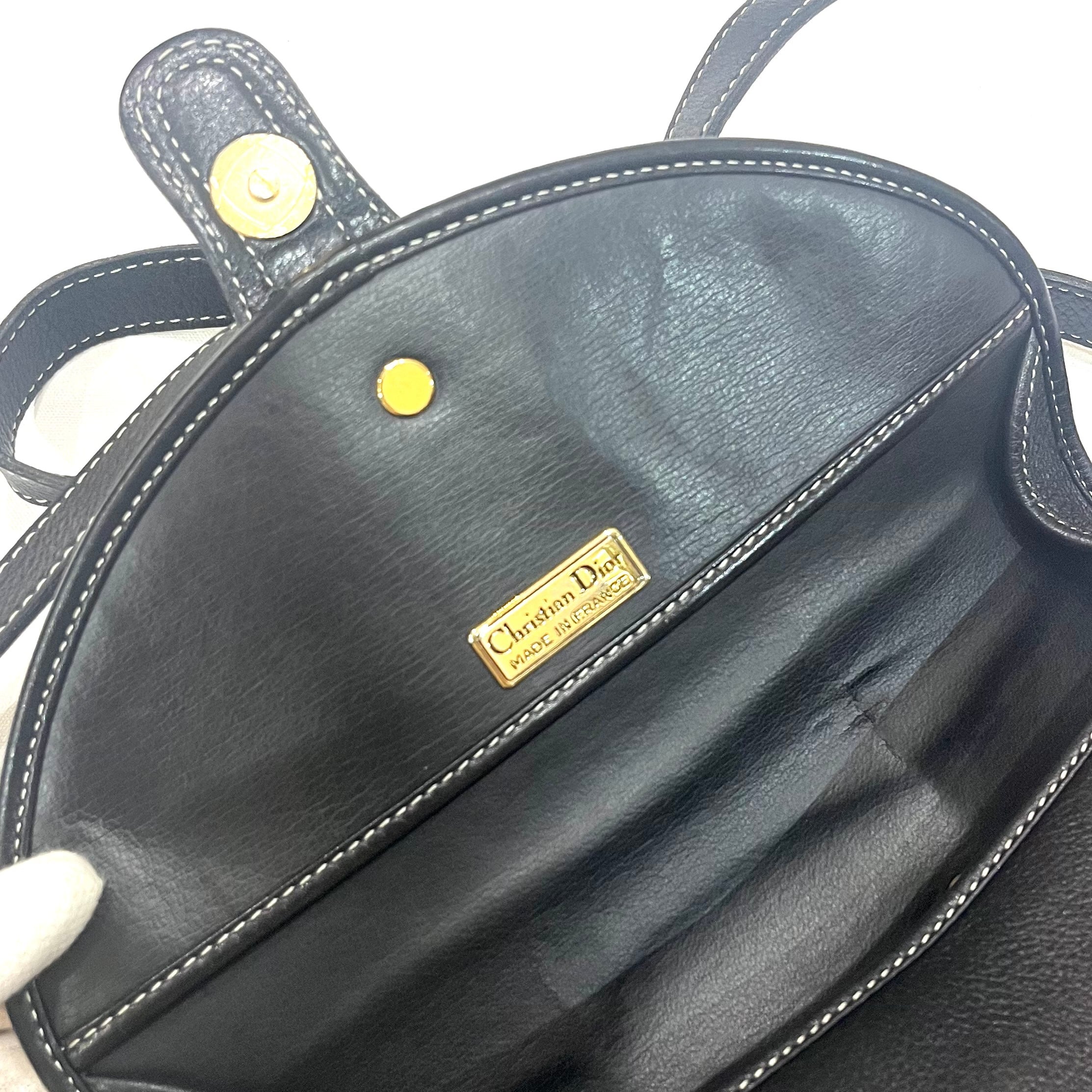 Christian Dior】2244 本革レザーショルダーバッグ ブラック