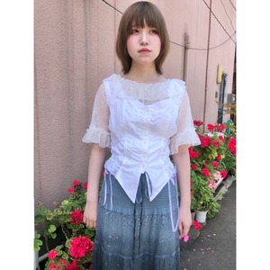 side ribbon lace up tops