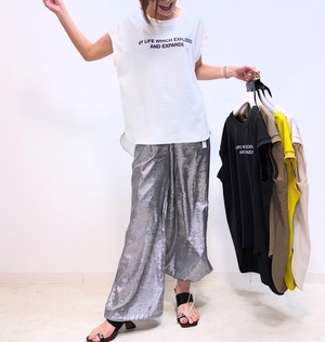 ミカーレミカーレ MICALLEMICALLE メタリックワイドパンツ