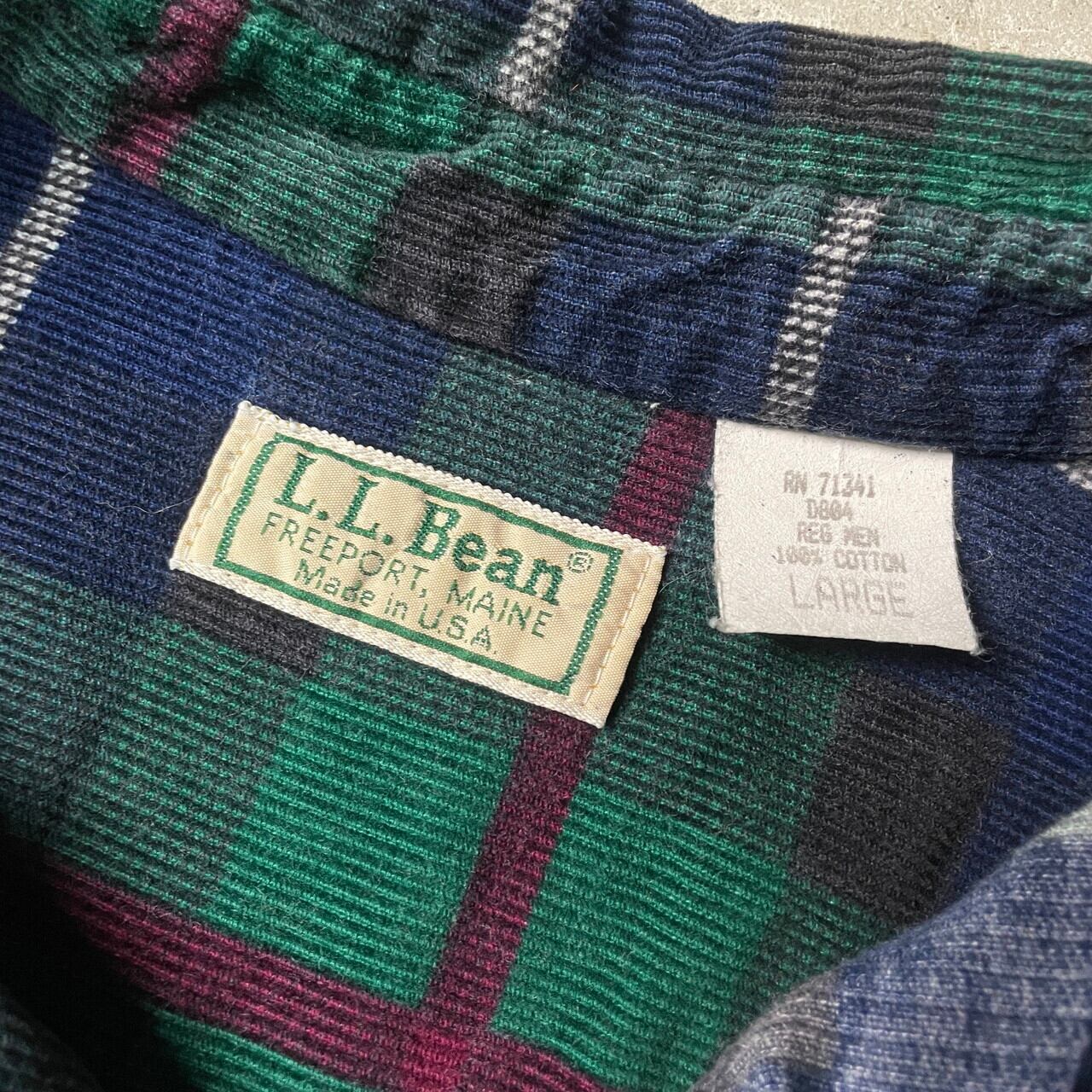 80年代 USA製  L.L.Bean エルエルビーン コーデュロイシャツ チェックシャツ メンズXL相当