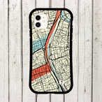 受注生産 iPhoneケース 赤い道路と細密街区の都市地図｜都市地図 UMAP042C