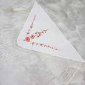 フラメンコ 衣装 シージョ ピキージョ 小物 ホワイト系 白 レッド系 赤 花柄 刺繍 トライアングル フレコ ダンス 三角形 練習 舞台 発表会 イベント 赤い花 おしゃれ カジュアル フェスティバル 伝統 スタイル アクセサリー