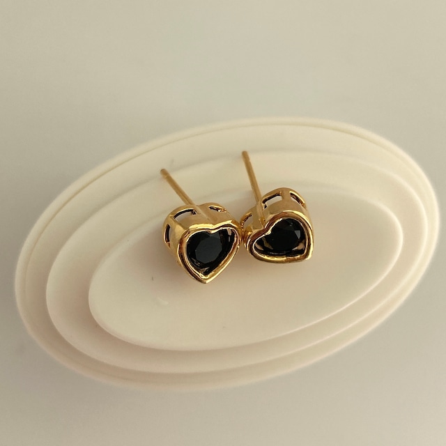 silver925 black heart point pierce【 3color 】