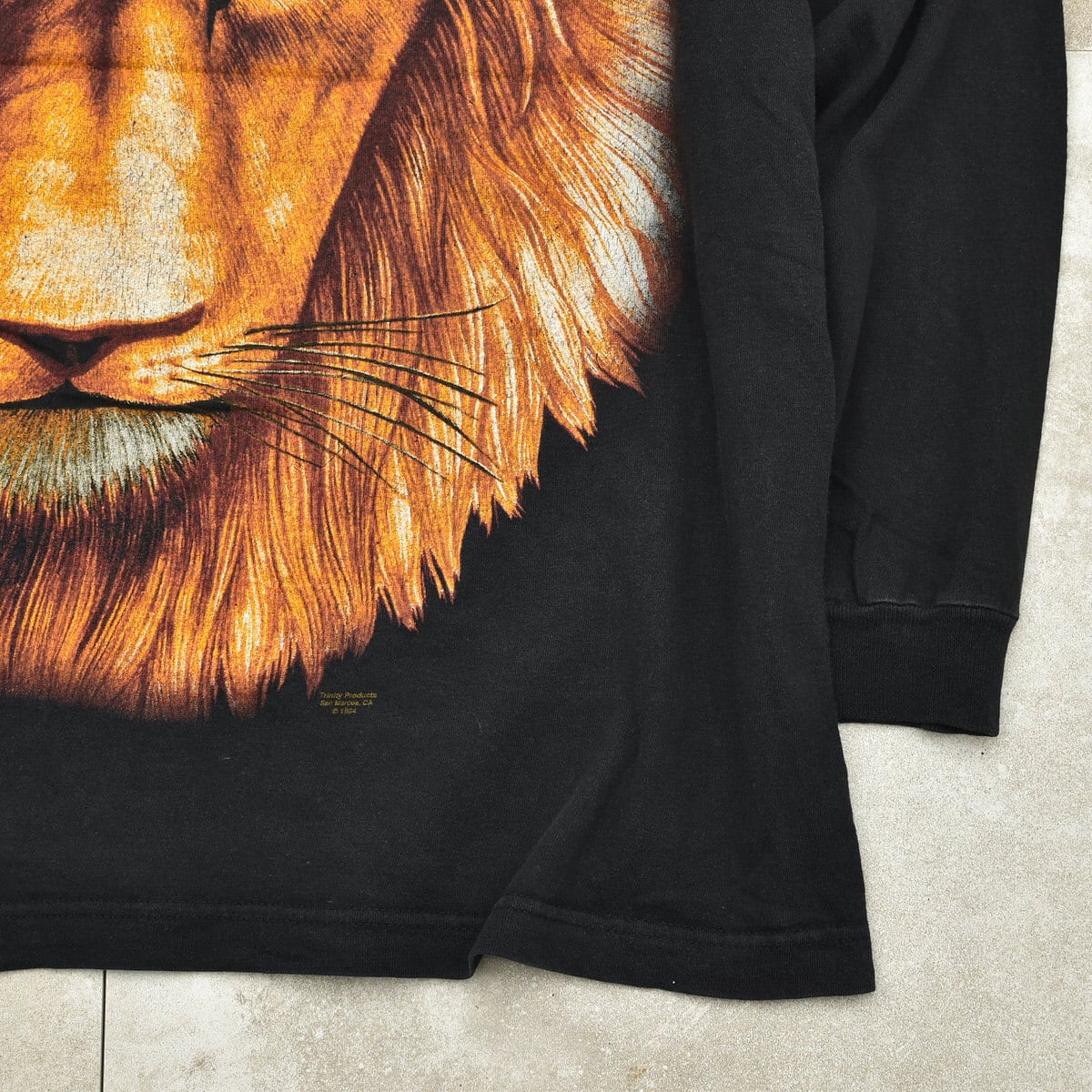90s TRINTY PRODUCTS LION print L/S T-shirt Made in USA メンズ