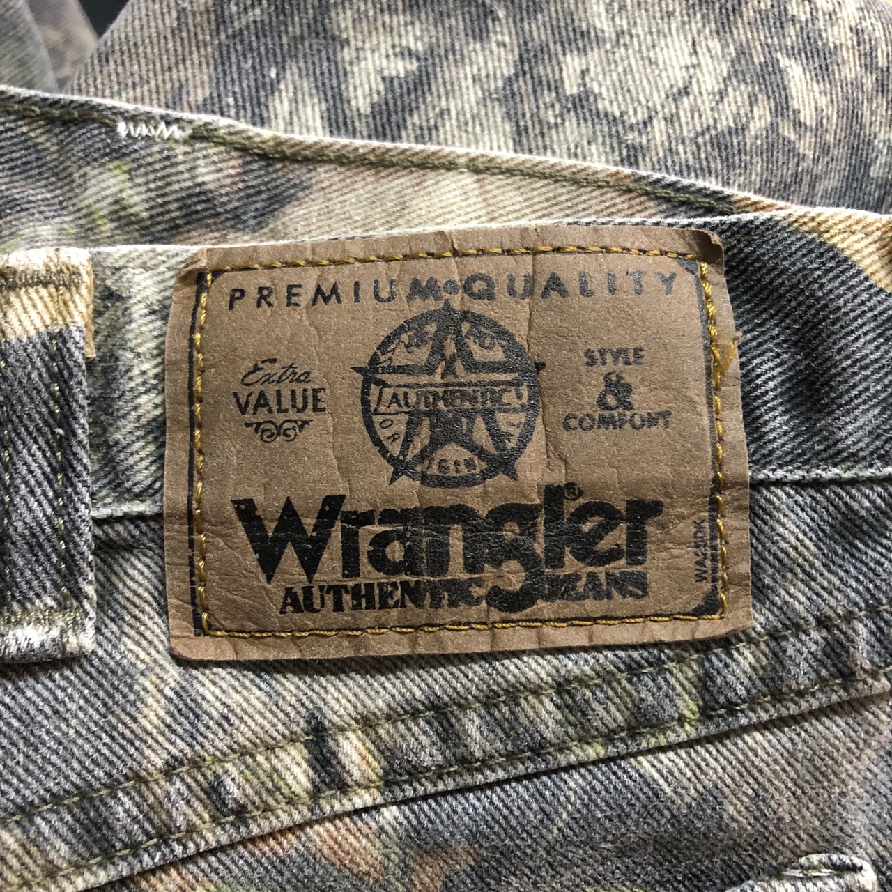90s wrangler ラングラー デニムパンツ ツリーカモ 迷彩 ダブルニー 