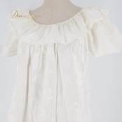 フラダンス 衣装 ワンピース ドレス KY'S ホワイト系 ハワイ製 ワンカラー フリル ハイビスカス柄 ポケット付き かわいい きれい 上品 華やか 鮮やか 明るい 白 ハワイアン アロハ ハワイアンプリント フラ ダンス レッスン 練習 バカンス