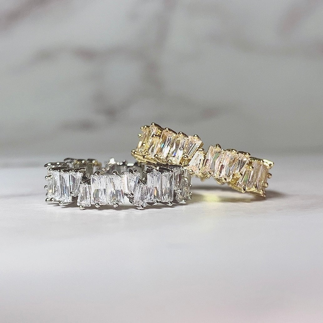 Mila】キュービックジルコニア cz ring エタニティ リング スクエア