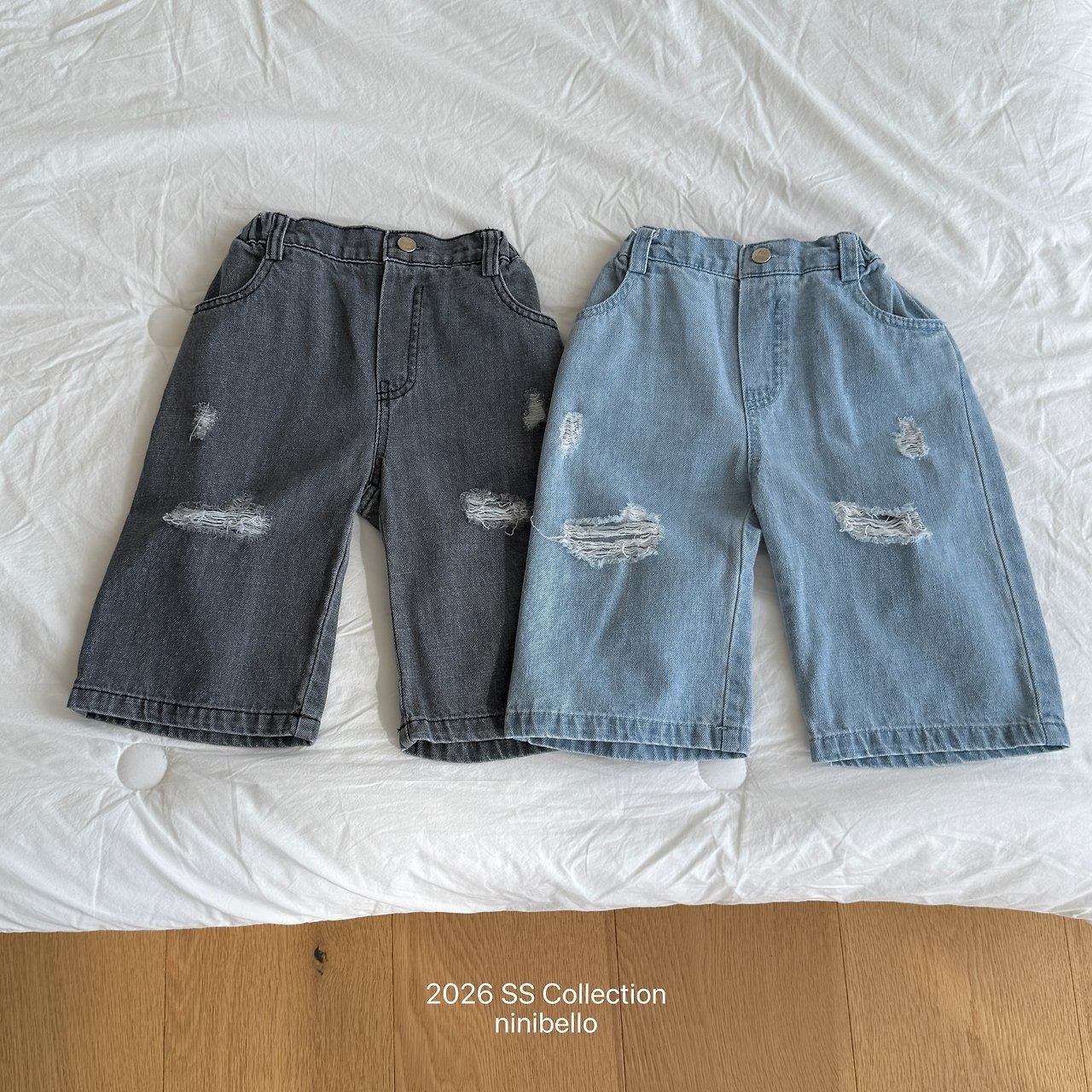 [ninibello] Damage Ice Denim Pants / [니니벨로] 데미지아이스데님팬츠
