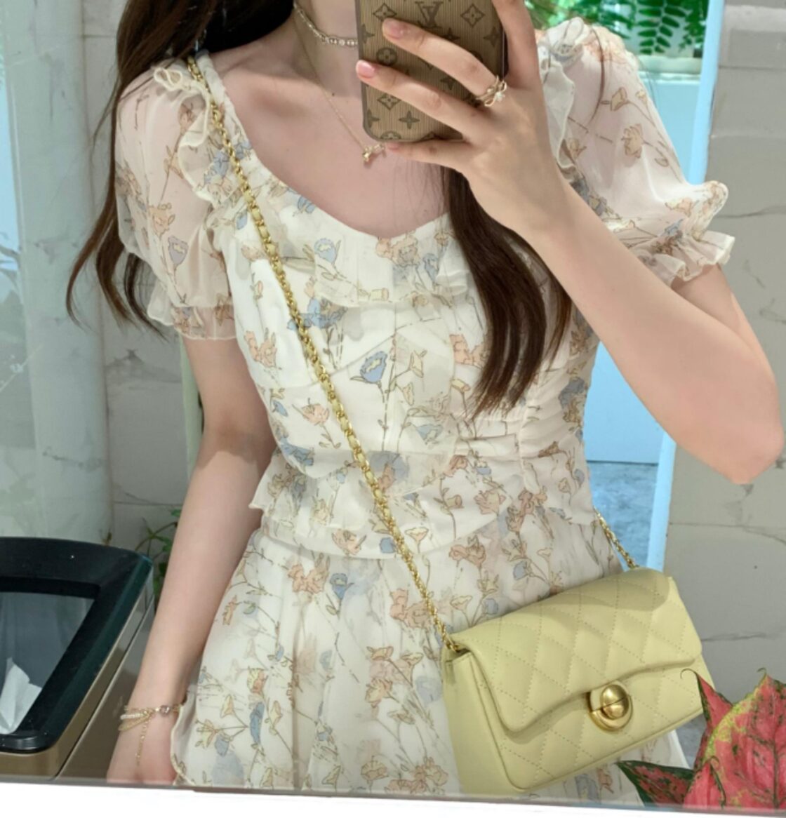 ワンピース ひざ丈 袖あり かわいい 大人可愛い きれいめ
