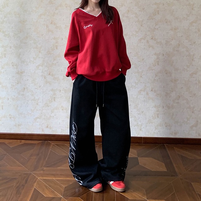 サイドロゴワイドスウェットパンツ 2col   R00761