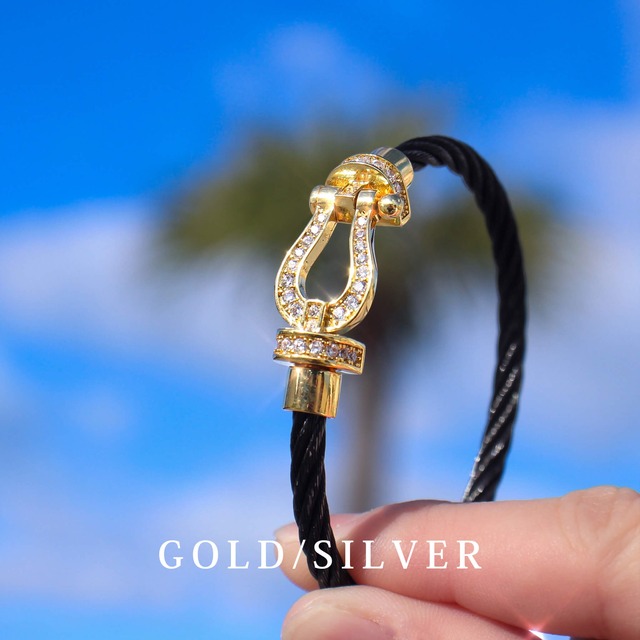 Iced Out Horseshoe Bangle【BLACKCORD】MB5-16