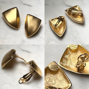 vintage GIVENCHY gold color metal wide earring