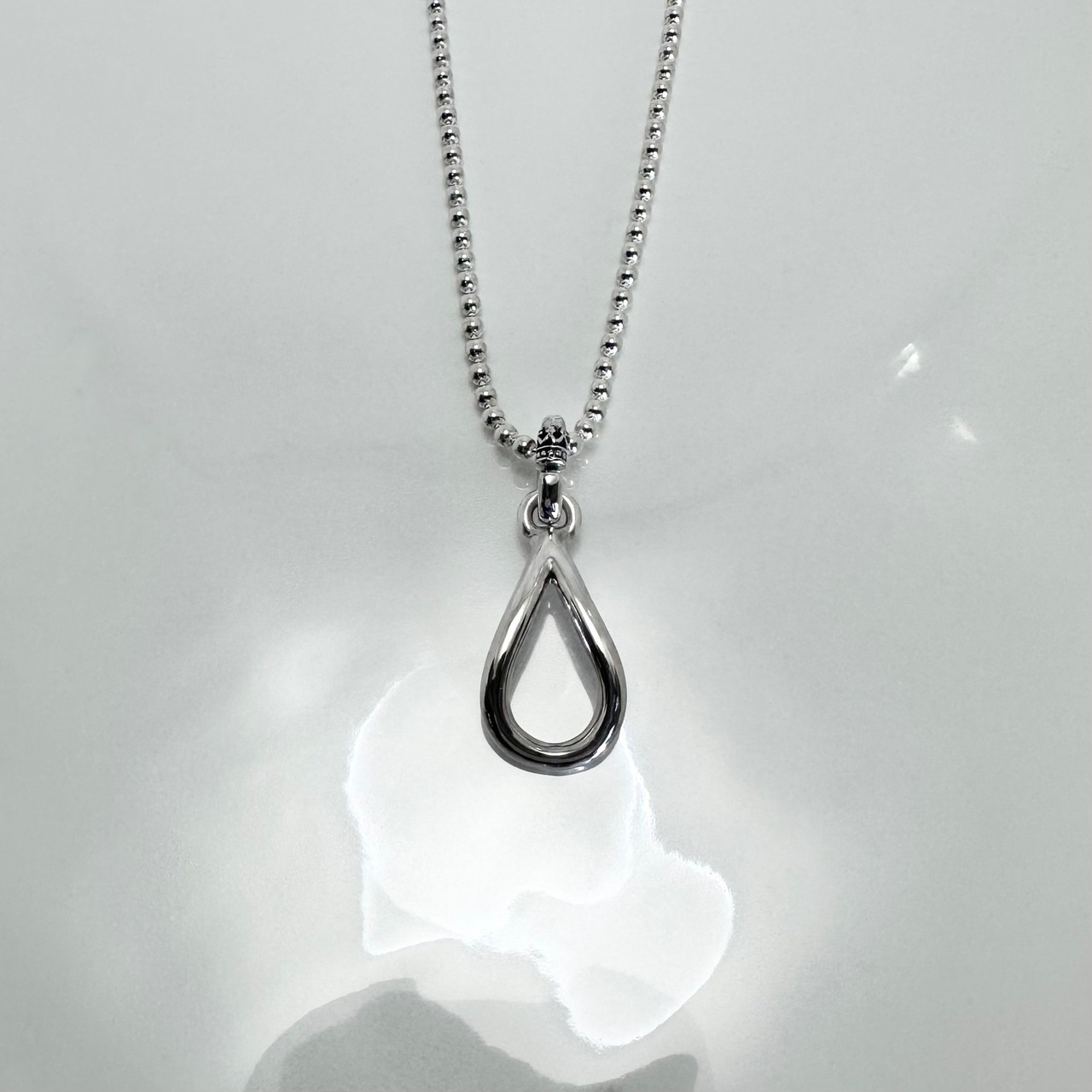 OPEN TEARDROP BALL CHAIN NECKLACE / オープンティアドロップボールチェーンネックレス