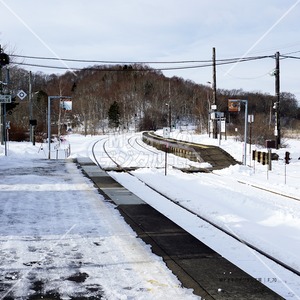 雪のホーム2 釧網本線塘路駅　Snow Platform 2 Senmo Main Line Toro Station