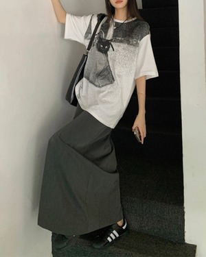 キャットグラフィックプリント Tシャツ A1009