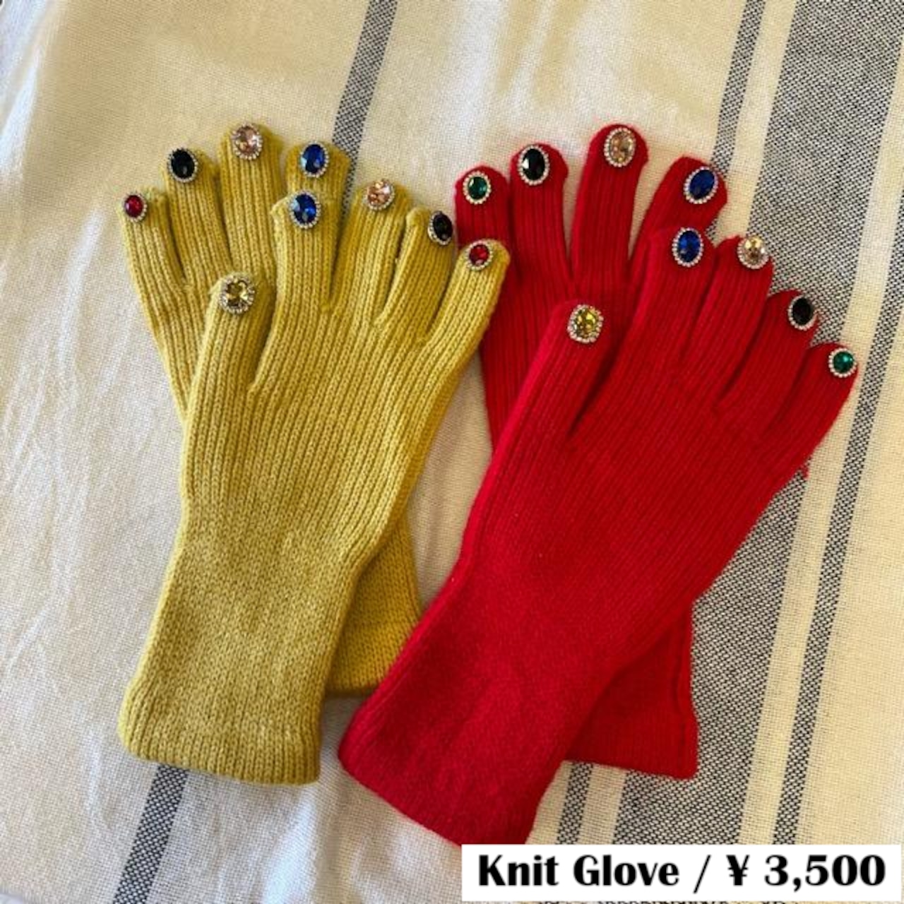 TOPANGA Accessory Jewel Nail Touchscreen Knit Glove (2 colors) Yellow and Red Gift