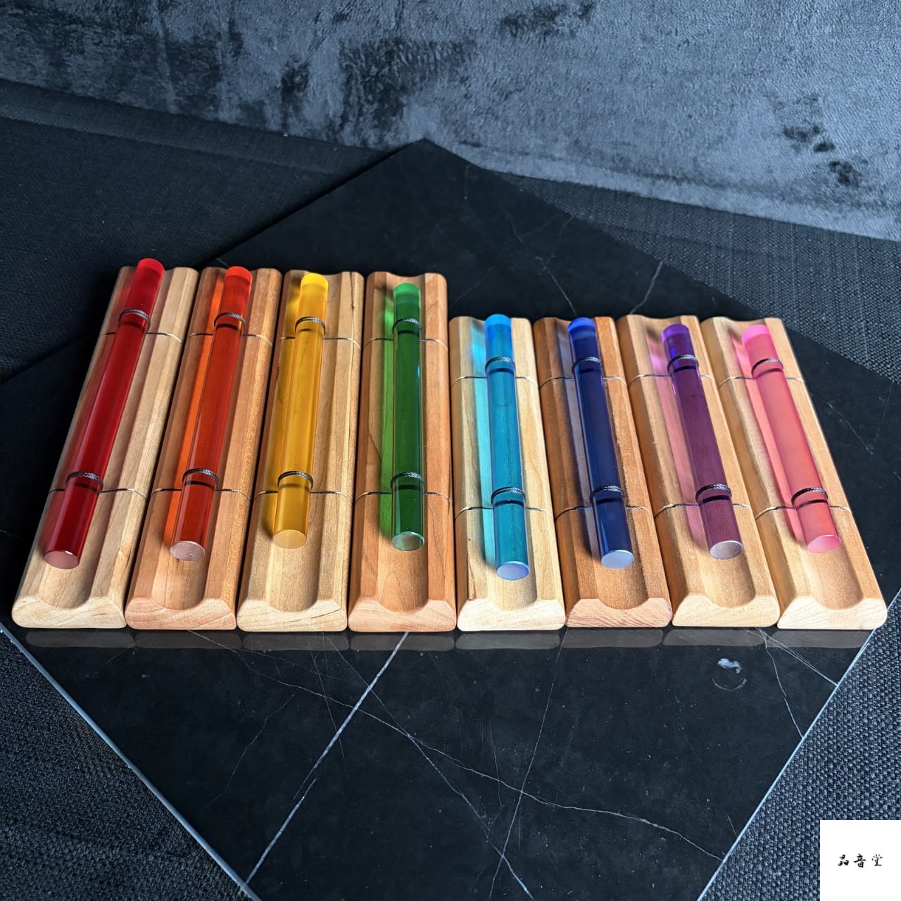 セット価格】432Hz プレミアム チャクラカラー クリスタルチャイム 8本