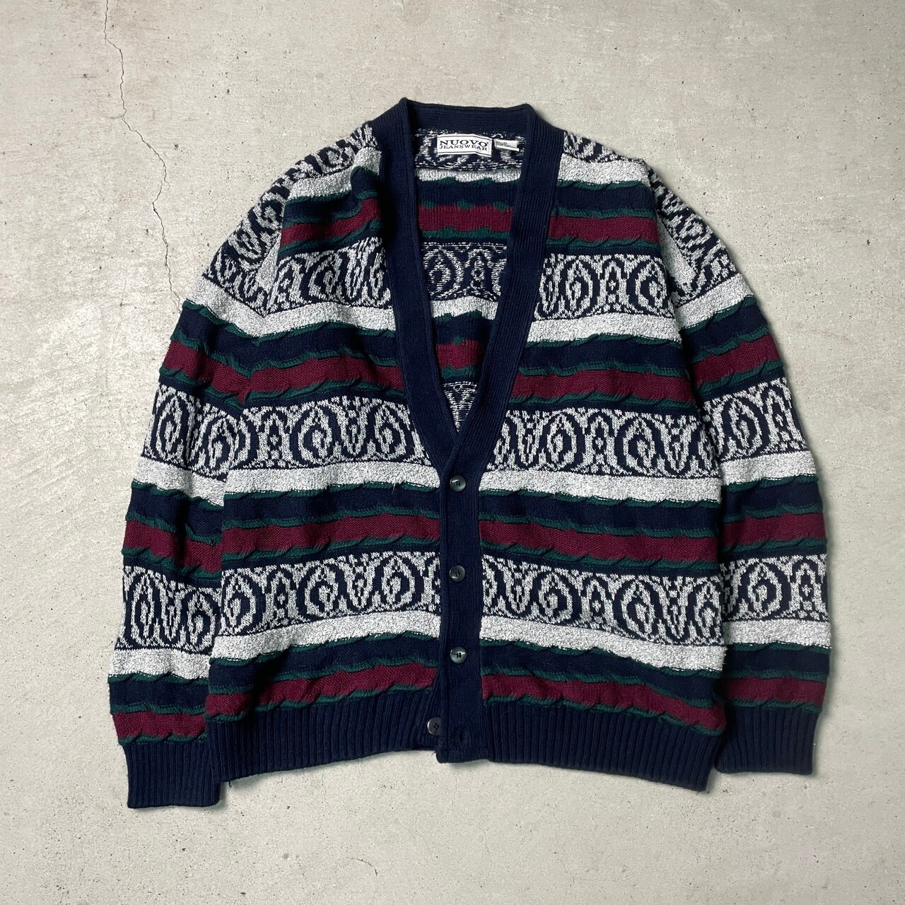 NUOVO JEANSWEAR クージー風 3Dニット 総柄 アクリルニット 